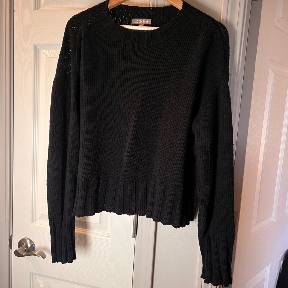 J. Crew Women's Classic Black Crew Neck Sweater